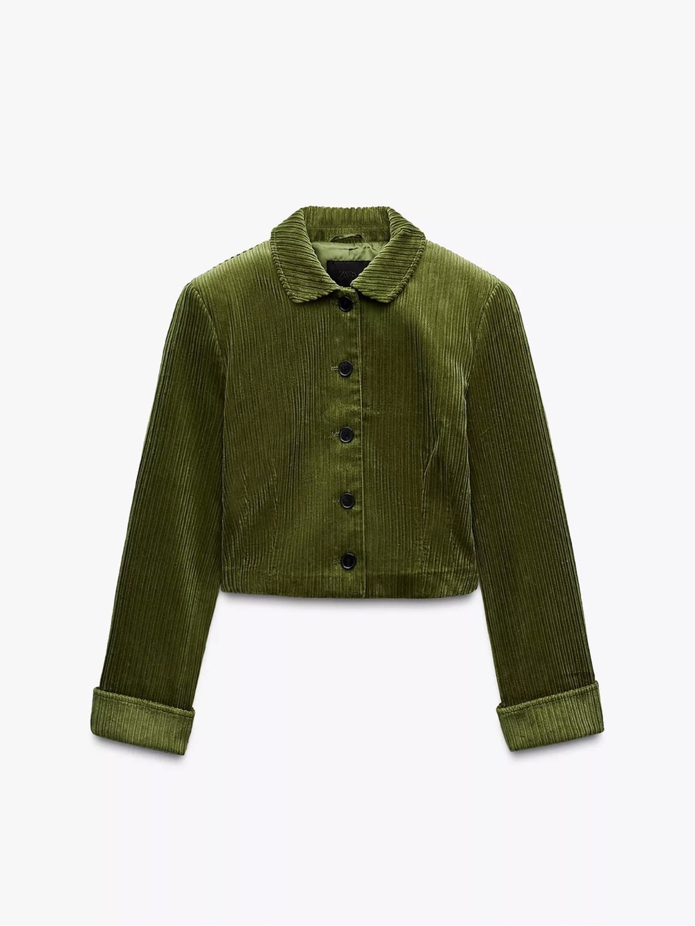 Zara Olive Corduroy Cropped Jacket